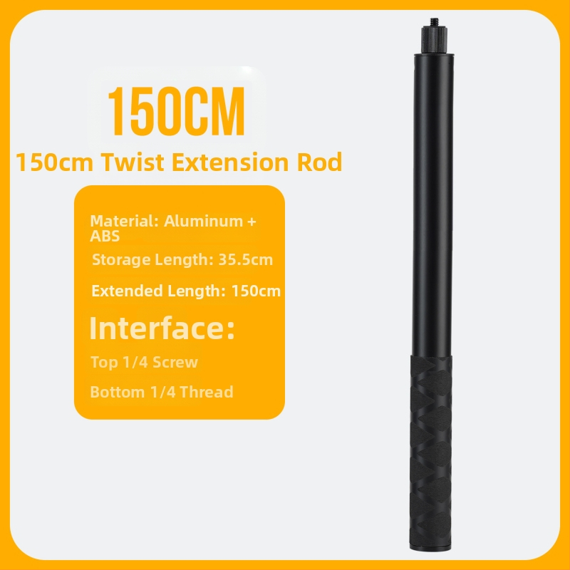Selfie pálca forgó fogantyúval és kinyitható rúddal — alumíniumötvözet, 3 m hossz, teherbírás 2 kg, csőátmérő 2,5 cm, 5 szakasz
