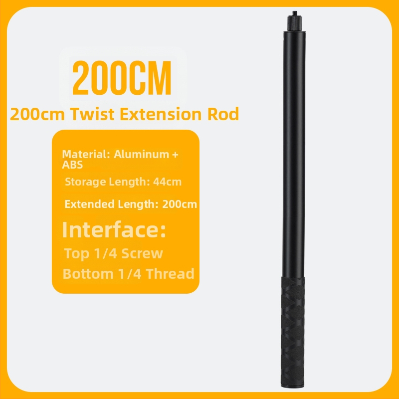 Selfie pálca forgó fogantyúval és kinyitható rúddal — alumíniumötvözet, 3 m hossz, teherbírás 2 kg, csőátmérő 2,5 cm, 5 szakasz