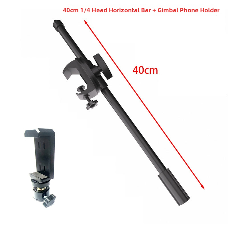 Teleskopiskais mikrofonu rāmis telefonam un planšetēm uz statīva – sakausējums, pielāgojams