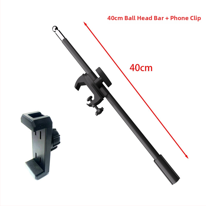 Teleskopiskais mikrofonu rāmis telefonam un planšetēm uz statīva – sakausējums, pielāgojams