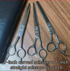 Foarfece de îngrijire a câinilor cu lame curbate pentru tunderea și modelarea blănii