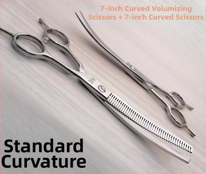 Foarfece de îngrijire a câinilor cu lame curbate pentru tunderea și modelarea blănii