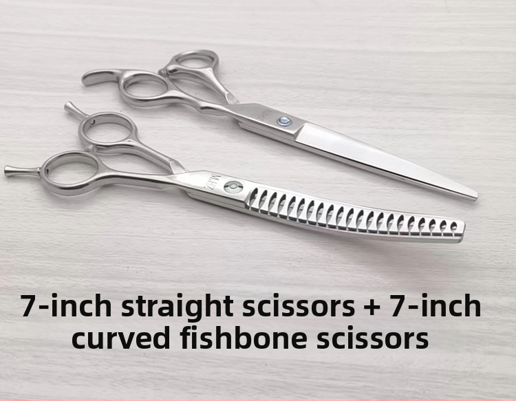 Foarfece de îngrijire a câinilor cu lame curbate pentru tunderea și modelarea blănii