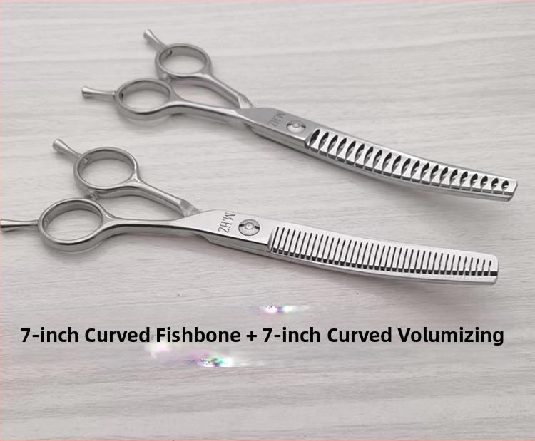 Foarfece de îngrijire a câinilor cu lame curbate pentru tunderea și modelarea blănii