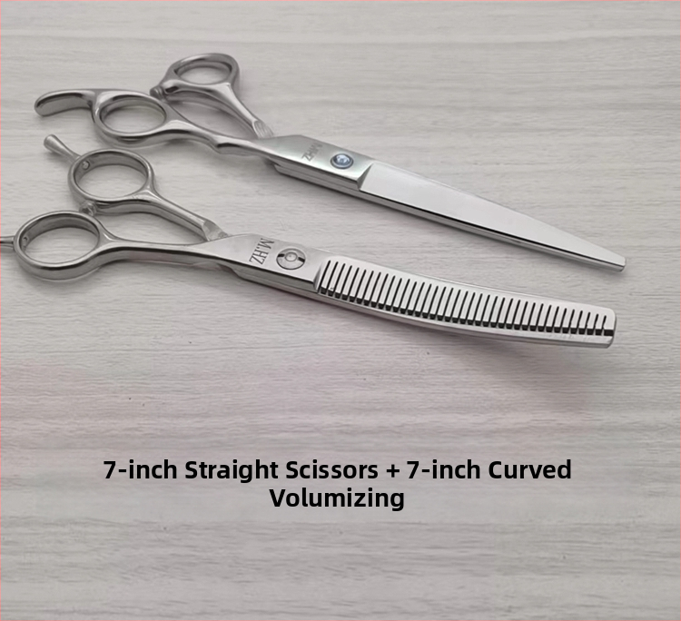 Foarfece de îngrijire a câinilor cu lame curbate pentru tunderea și modelarea blănii