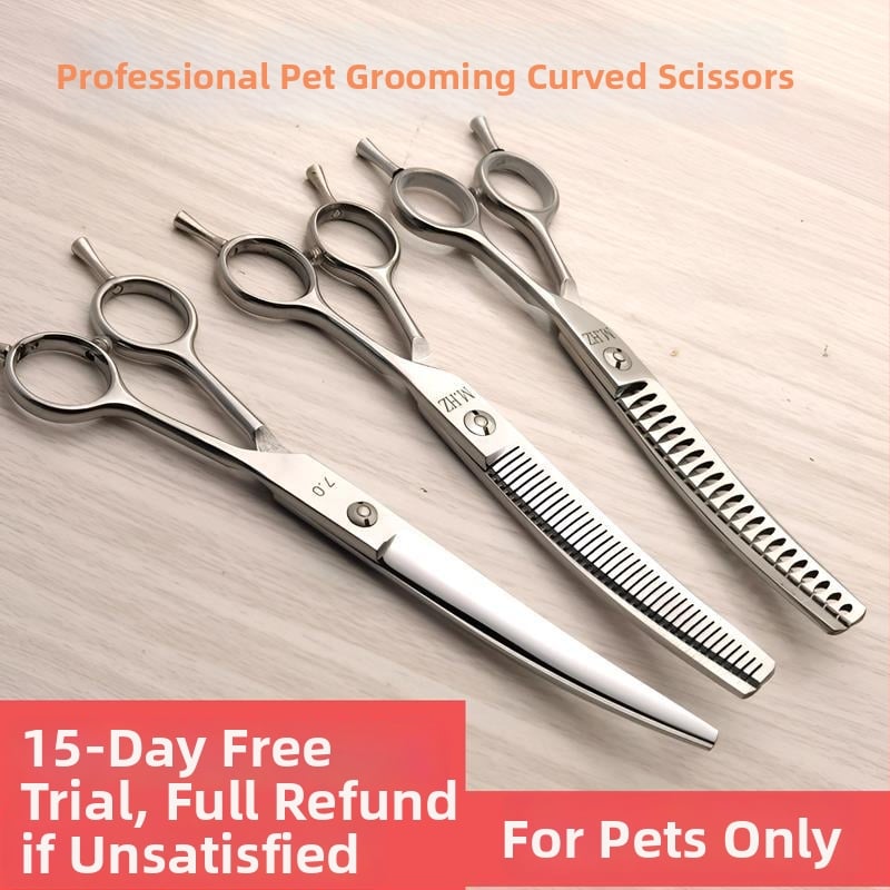 Foarfece de îngrijire a câinilor cu lame curbate pentru tunderea și modelarea blănii