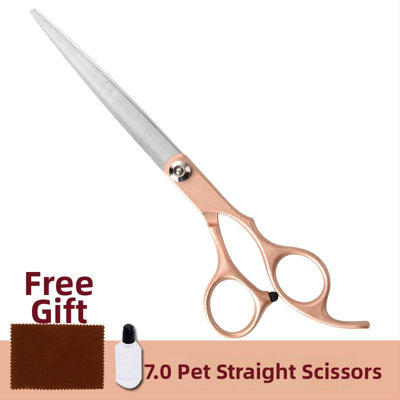 Set de foarfeci pentru îngrijirea animalelor de companie – profesional, pentru tunderea blănii câinelui, cu foarfeci curbe, foarfeci cu dinți și foarfeci drepte
