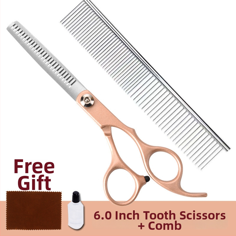 Set de foarfeci pentru îngrijirea animalelor de companie – profesional, pentru tunderea blănii câinelui, cu foarfeci curbe, foarfeci cu dinți și foarfeci drepte