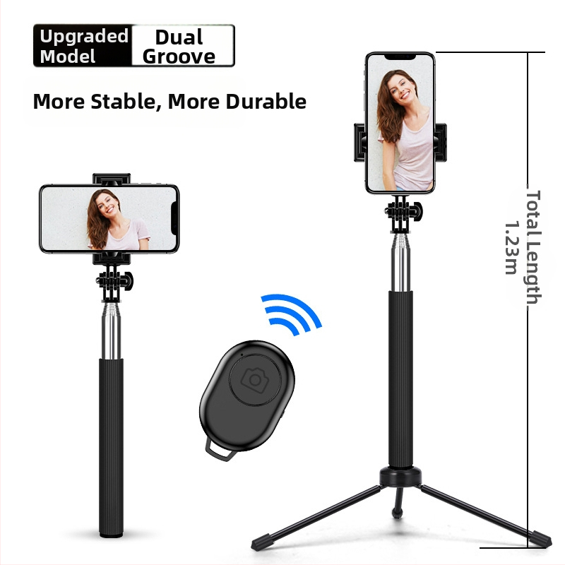 Selfie tyč C8 s Bluetoothom, LED osvetlením a diaľkovým ovládaním – nerezová oceľ, monopod pre smartphone