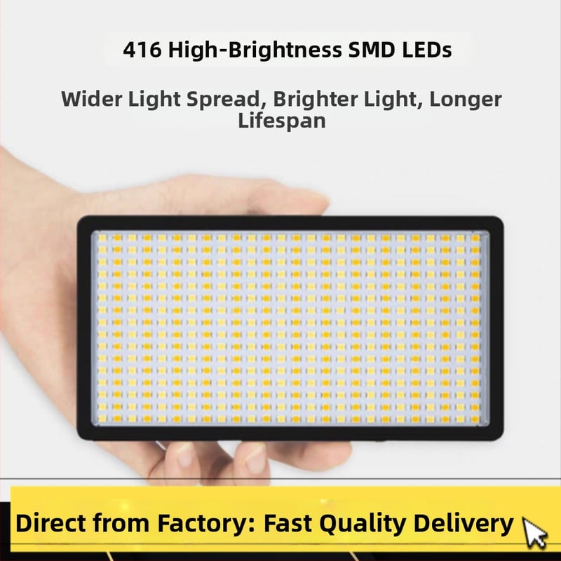 LED-416 Kaasaskantav fotograafia valgus, värvitemperatuur 3200–6500K, reguleeritav heleduse tase