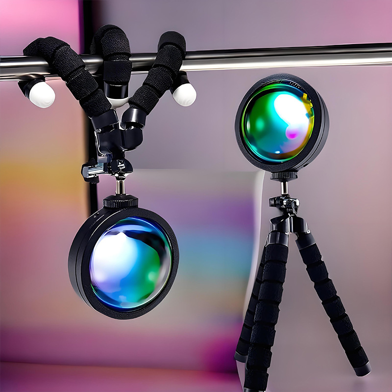 RGB mini saullēkts lampiņa fotografēšanai un tiešraidei — USB barošana, attālo kontroles vadība, 5V, 3W, galda stilisks