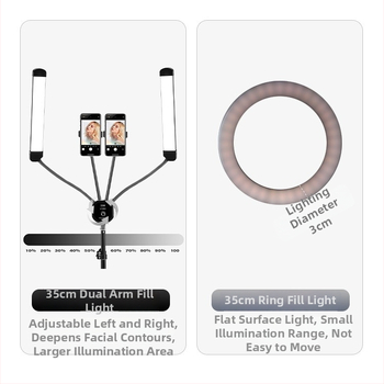 Beiyang LED Φωτιστικό Φωτογράφισης με Διπλή Κεφαλή, 50W, 100–250V, 3200–5600K, Ρυθμιζόμενο Φως, Ρυθμιση Φωτεινότητας