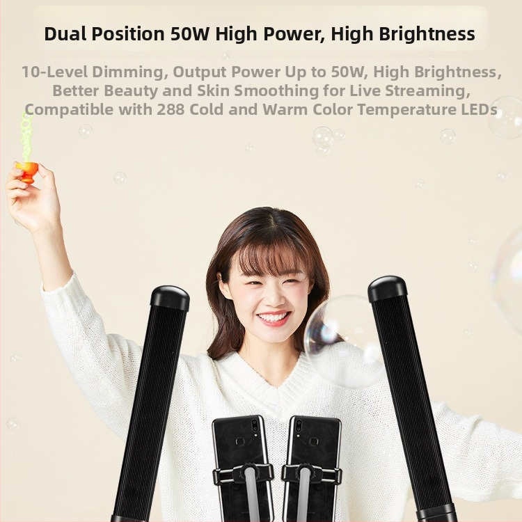 Beiyang LED Φωτιστικό Φωτογράφισης με Διπλή Κεφαλή, 50W, 100–250V, 3200–5600K, Ρυθμιζόμενο Φως, Ρυθμιση Φωτεινότητας