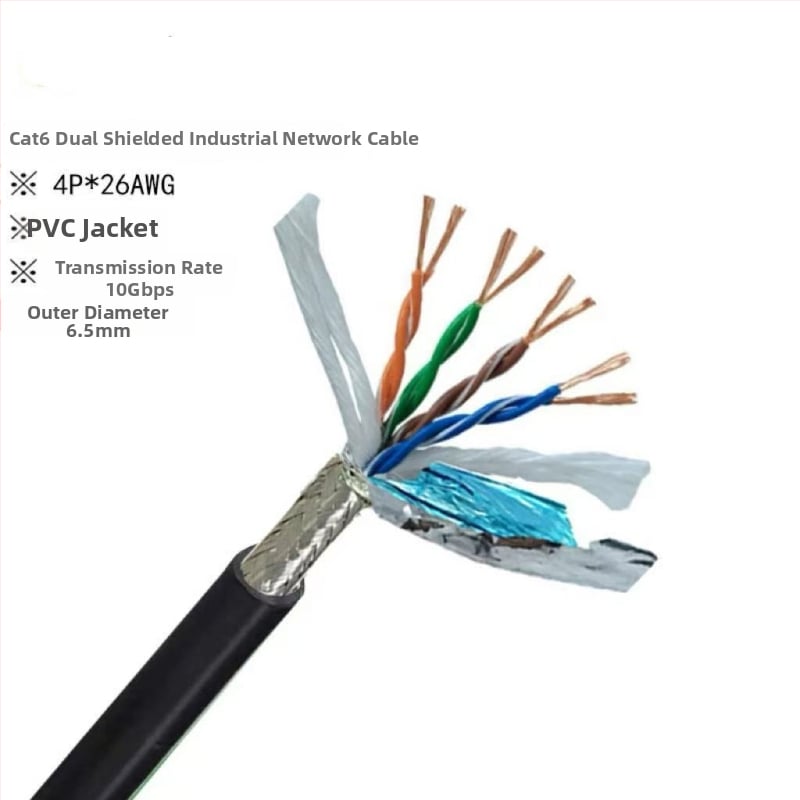 Cablu Ethernet industrial CAT5/6, flexibilitate înaltă, 8 conductori, ecranare dublă, compatibil drag-chain, aplicații servo