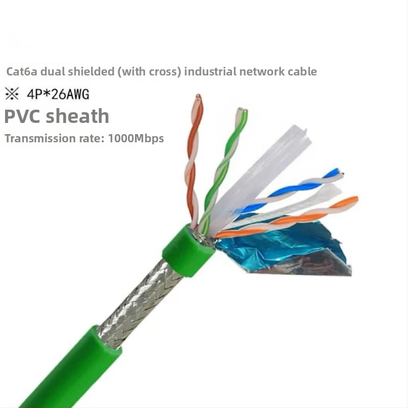 Cablu Ethernet industrial CAT5/6, flexibilitate înaltă, 8 conductori, ecranare dublă, compatibil drag-chain, aplicații servo