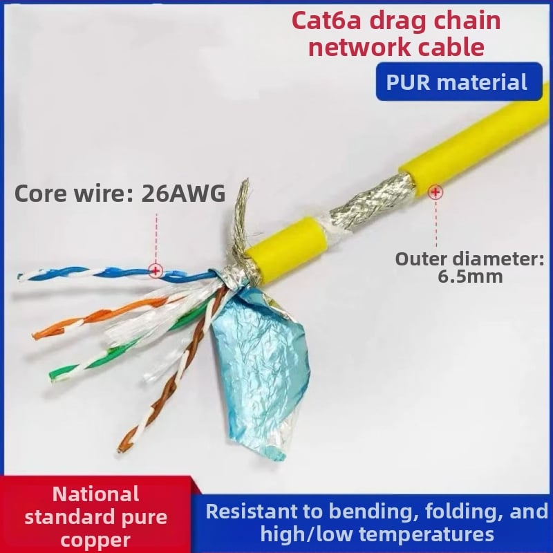Cablu Ethernet industrial CAT5/6, flexibilitate înaltă, 8 conductori, ecranare dublă, compatibil drag-chain, aplicații servo