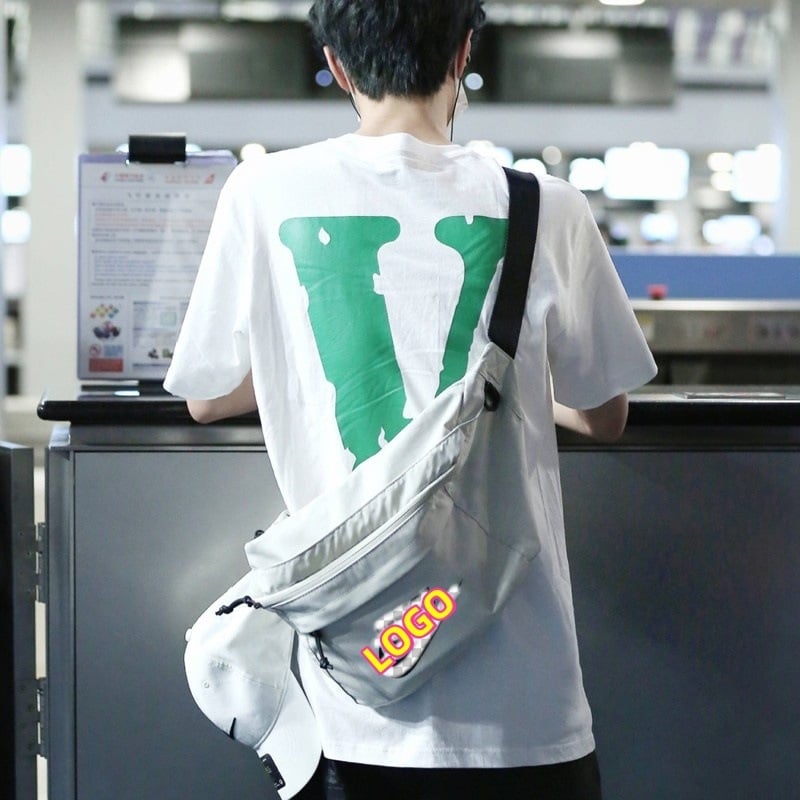 Geantă de talie din nylon, rezistentă la uzură, capacitate mare, crossbody, unisex, pentru activități în aer liber