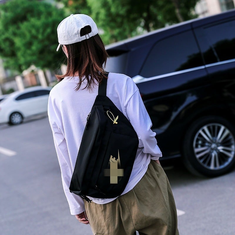 Geantă de talie din nylon, rezistentă la uzură, capacitate mare, crossbody, unisex, pentru activități în aer liber