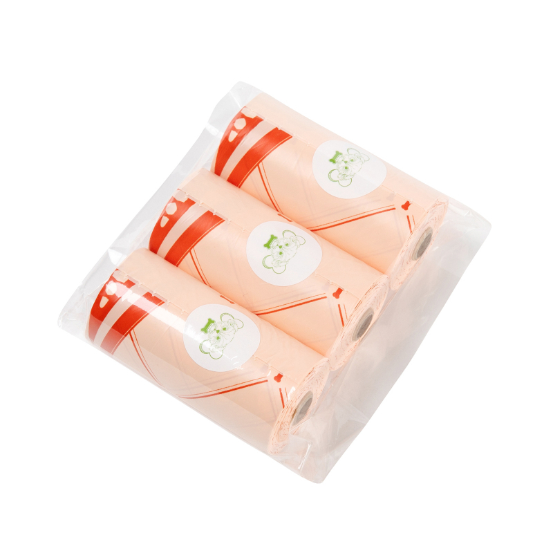 Βιοδιασπώμενες σακούλες αποβλήτων σκύλου από EPI+HDPE, επίπεδο άνοιγμα, συσκευασία OPP 6/8/12 τεμαχίων, κανονικό πάχος