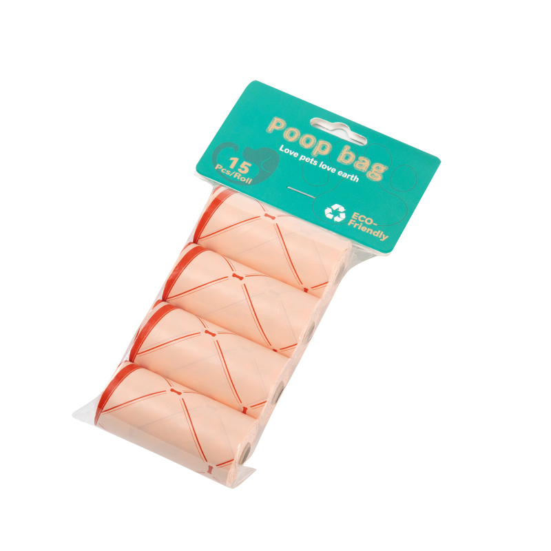 Βιοδιασπώμενες σακούλες αποβλήτων σκύλου από EPI+HDPE, επίπεδο άνοιγμα, συσκευασία OPP 6/8/12 τεμαχίων, κανονικό πάχος