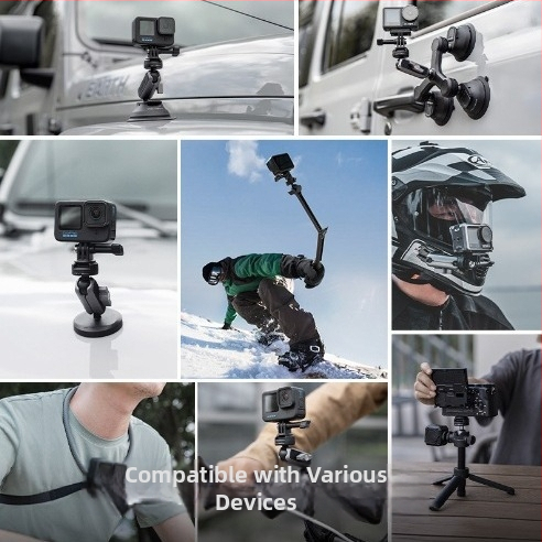 PGYTECH CapLock komplet za brzo oslobađanje za univerzalne sportske kamere, uključuje usisni držač, držač kacige i trokutasti selfie štap (model P-CG-141)