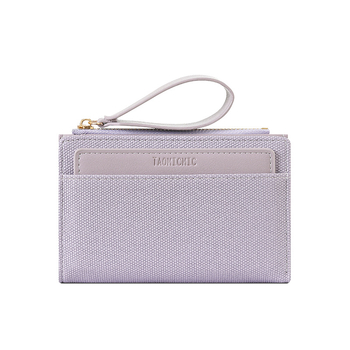 Portofel pentru carduri din PU, cu fermoar și curea pentru încheietură, compartiment pentru monede cu capacitate mare, căptușeală din poliester