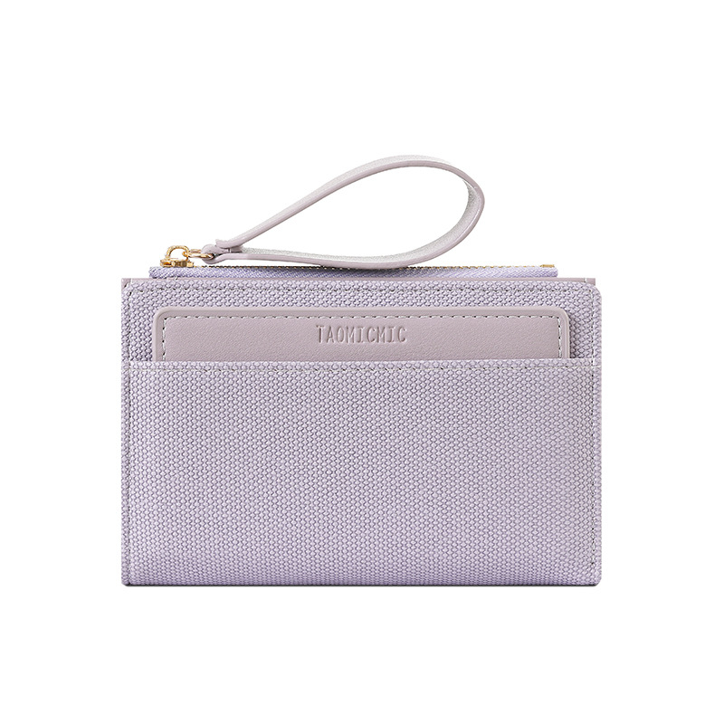 Portofel pentru carduri din PU, cu fermoar și curea pentru încheietură, compartiment pentru monede cu capacitate mare, căptușeală din poliester