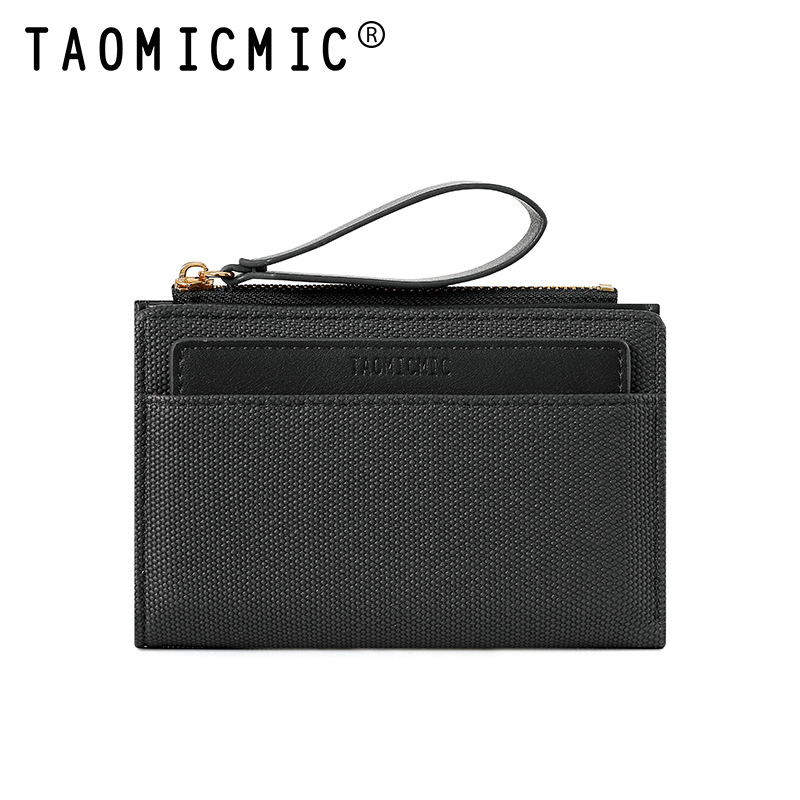 Portofel pentru carduri din PU, cu fermoar și curea pentru încheietură, compartiment pentru monede cu capacitate mare, căptușeală din poliester
