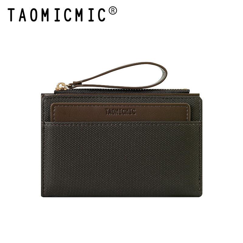 Portofel pentru carduri din PU, cu fermoar și curea pentru încheietură, compartiment pentru monede cu capacitate mare, căptușeală din poliester