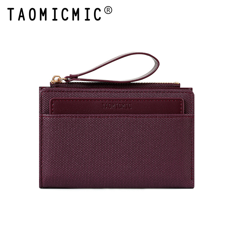 Portofel pentru carduri din PU, cu fermoar și curea pentru încheietură, compartiment pentru monede cu capacitate mare, căptușeală din poliester