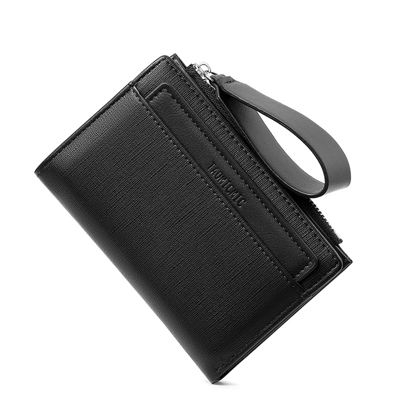 Portofel pentru carduri din PU, cu fermoar și curea pentru încheietură, compartiment pentru monede cu capacitate mare, căptușeală din poliester