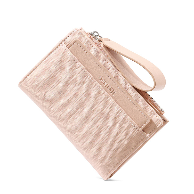 Portofel pentru carduri din PU, cu fermoar și curea pentru încheietură, compartiment pentru monede cu capacitate mare, căptușeală din poliester