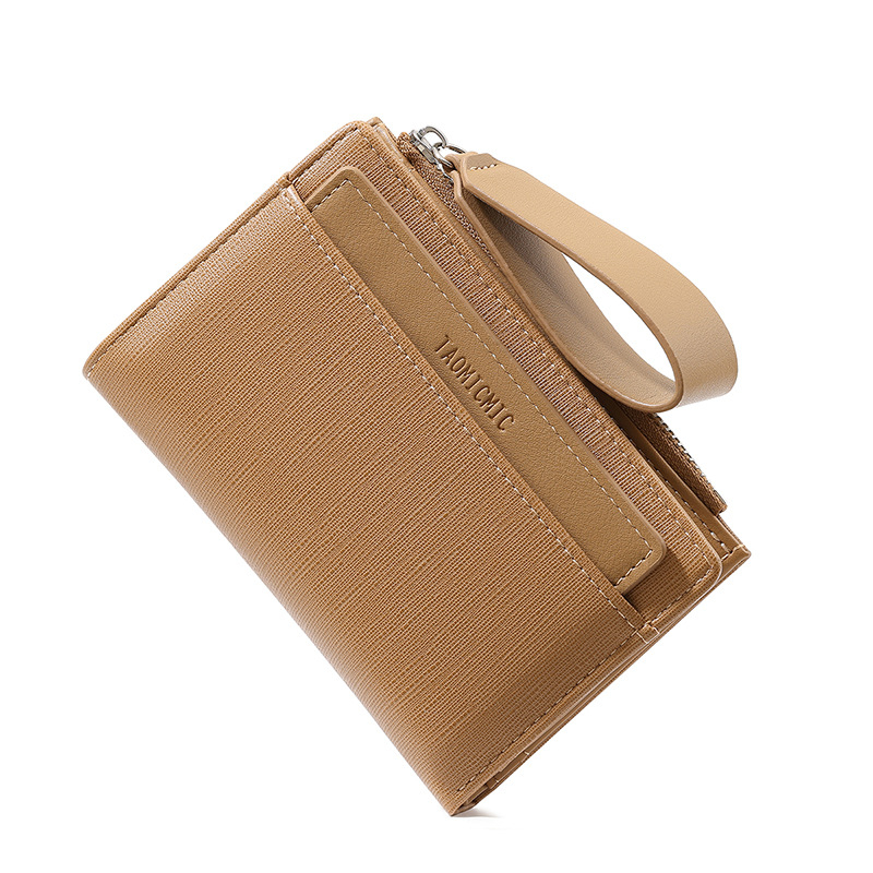 Portofel pentru carduri din PU, cu fermoar și curea pentru încheietură, compartiment pentru monede cu capacitate mare, căptușeală din poliester