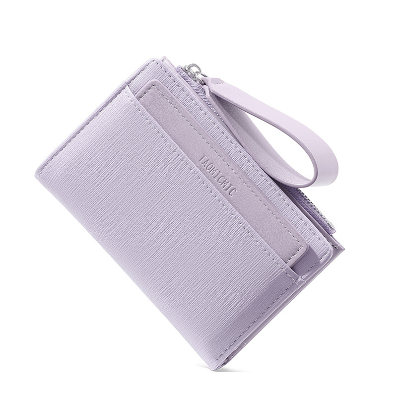 Portofel pentru carduri din PU, cu fermoar și curea pentru încheietură, compartiment pentru monede cu capacitate mare, căptușeală din poliester
