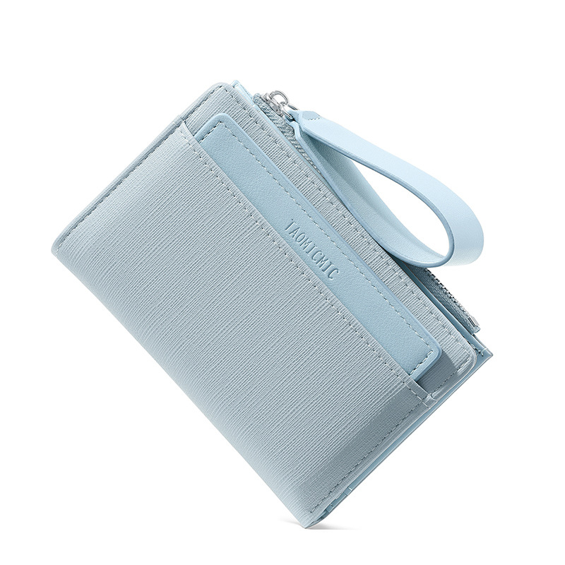 Portofel pentru carduri din PU, cu fermoar și curea pentru încheietură, compartiment pentru monede cu capacitate mare, căptușeală din poliester