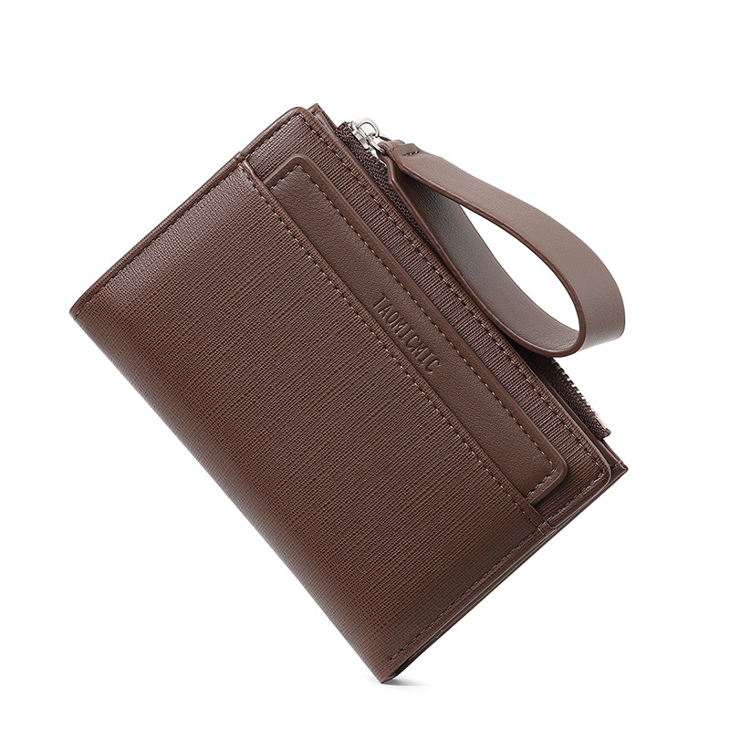 Portofel pentru carduri din PU, cu fermoar și curea pentru încheietură, compartiment pentru monede cu capacitate mare, căptușeală din poliester