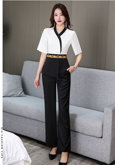 Lépfürdő-technikus egyenruha — felső V-nyakú, rövid ujjú, 3/4 hosszú nadrág, pamut-poliészter keverék, nedvességelvezető