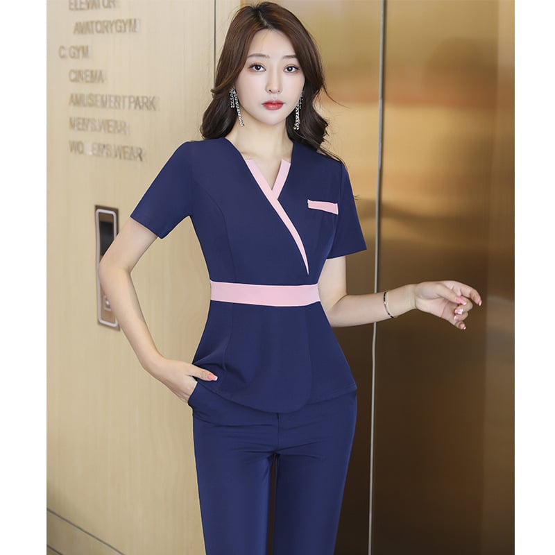Női szépségszalon öltözet, nedvességelvezető poliészter, 70% főanyag, nyár 2022