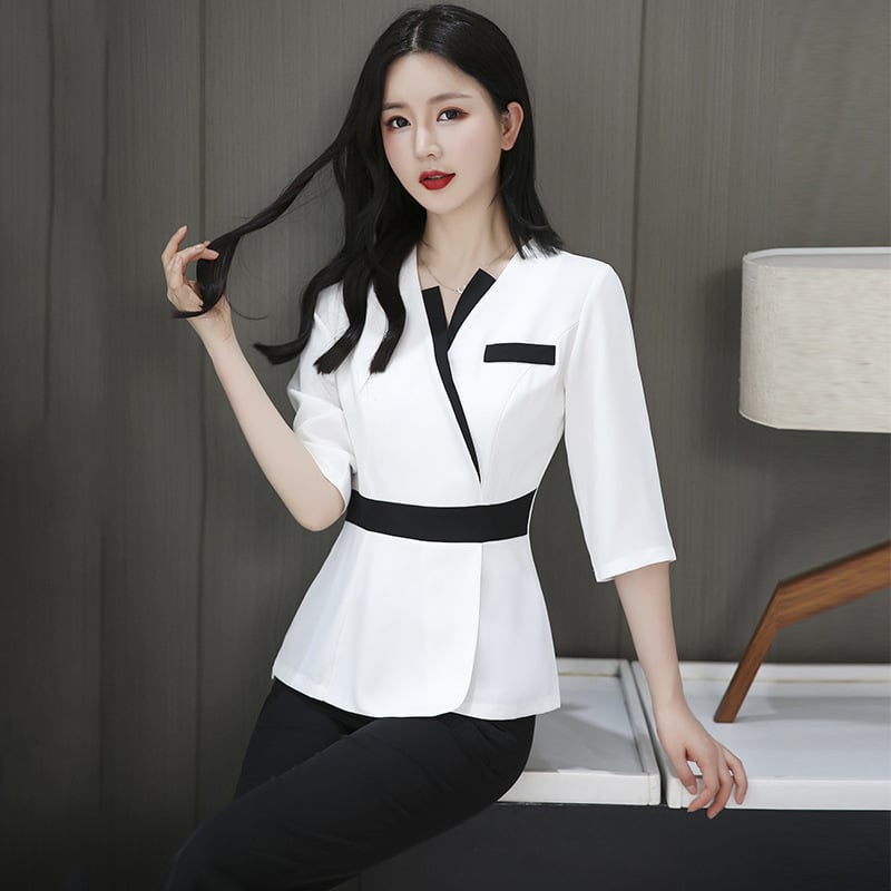 Női szépségszalon öltözet, nedvességelvezető poliészter, 70% főanyag, nyár 2022