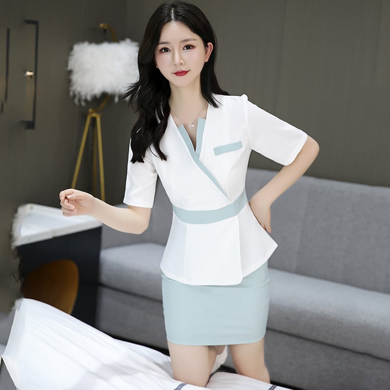 Női szépségszalon öltözet, nedvességelvezető poliészter, 70% főanyag, nyár 2022