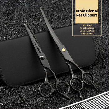 Foarfecă de îngrijire pentru animale de companie – foarfeci curbate pentru păr de câine, oțel inoxidabil 4Cr, Sillyfu