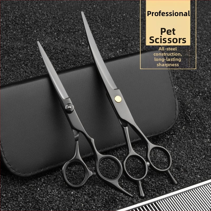 Foarfecă de îngrijire pentru animale de companie – foarfeci curbate pentru păr de câine, oțel inoxidabil 4Cr, Sillyfu