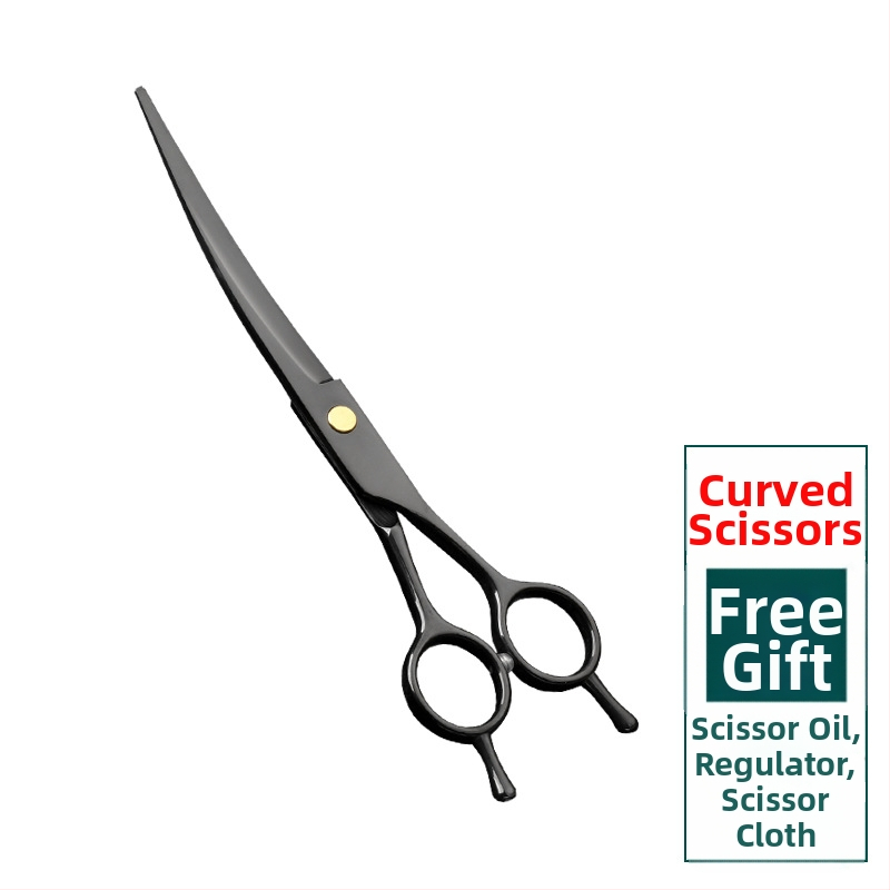 Foarfecă de îngrijire pentru animale de companie – foarfeci curbate pentru păr de câine, oțel inoxidabil 4Cr, Sillyfu