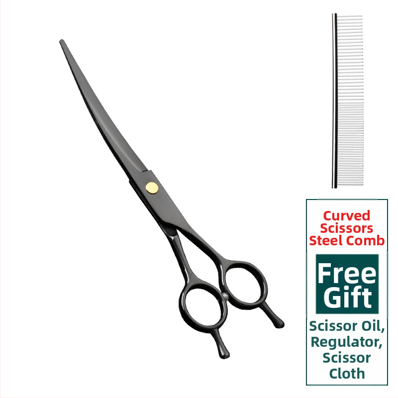 Foarfecă de îngrijire pentru animale de companie – foarfeci curbate pentru păr de câine, oțel inoxidabil 4Cr, Sillyfu