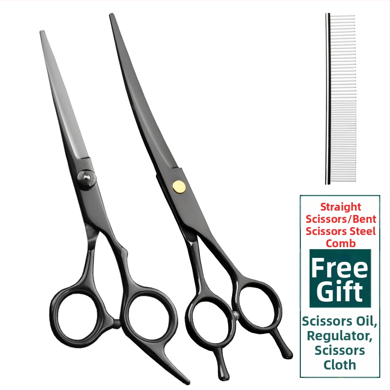 Foarfecă de îngrijire pentru animale de companie – foarfeci curbate pentru păr de câine, oțel inoxidabil 4Cr, Sillyfu