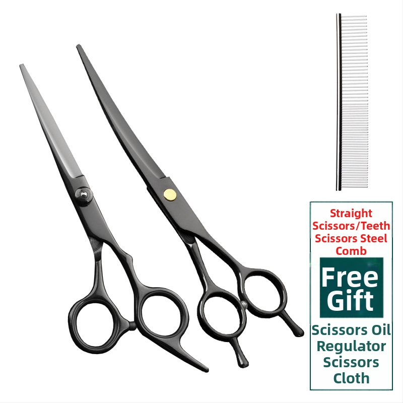 Foarfecă de îngrijire pentru animale de companie – foarfeci curbate pentru păr de câine, oțel inoxidabil 4Cr, Sillyfu