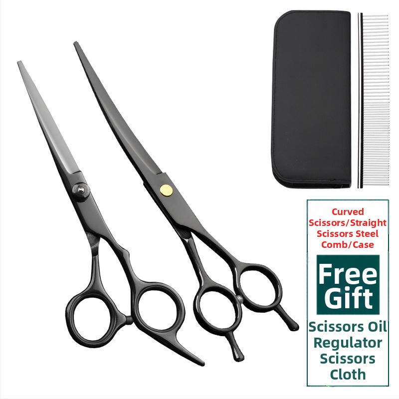 Foarfecă de îngrijire pentru animale de companie – foarfeci curbate pentru păr de câine, oțel inoxidabil 4Cr, Sillyfu