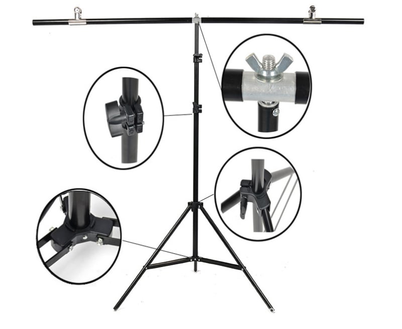 Panorámás fotózási állvány – Anyagok: műanyag és alumínium ötvözet, Teherbírás 3 kg, Csőátmérő 22/19/16 mm, Súly 2 kg