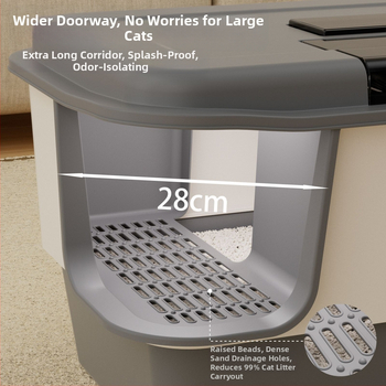 Κουτί άμμου γάτας, πλήρως κλειστό, απομονώνει οσμές, αντιπιτσιλιστικό, τύπος διαδρόμου, PP υλικό