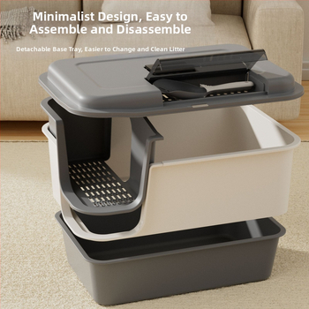 Κουτί άμμου γάτας, πλήρως κλειστό, απομονώνει οσμές, αντιπιτσιλιστικό, τύπος διαδρόμου, PP υλικό